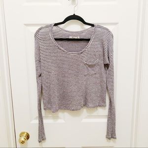 Hollister Navy Blue and White Striped Long Sleeve